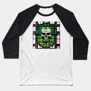 Skull Plaid Grunge Tie Dye Bleach Acid Wash Graphic Baseball T-Shirt